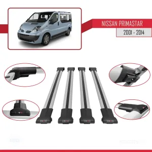 Nissan Primastar 2001-2014 Arası ile uyumlu FLY Model Ara Atkı Tavan Barı GRİ 4 ADET BAR thumb 5