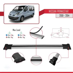 Nissan Primastar 2001-2014 Arası ile uyumlu FLY Model Ara Atkı Tavan Barı GRİ thumb 4