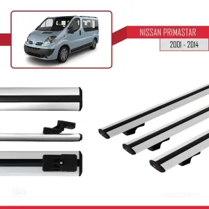 Nissan Primastar 2001-2014 Arası ile uyumlu Basic Model Ara Atkı Tavan Barı GRİ 3 ADET thumb 3