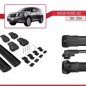 Nissan Patrol Y62 2011 ve Sonrası ile uyumlu ACE-1 Ara Atkı Tavan Barı SİYAH thumb 5
