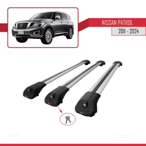 Nissan Patrol Y62 2011 ve Sonrası ile uyumlu ACE-1 Ara Atkı Tavan Barı GRİ 3 ADET BAR thumb 4