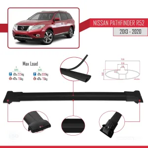 Nissan Pathfinder (R52) 2013-2020 Arası ile Uyumlu FLY Model Ara Atkı Tavan Barı SİYAH 3 ADET BAR thumb 4
