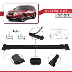 Nissan Pathfinder (R52) 2013-2020 Arası ile uyumlu FLY Model Ara Atkı Tavan Barı SİYAH thumb 4