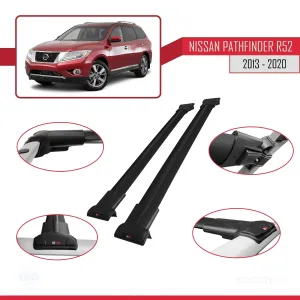 Nissan Pathfinder (R52) 2013-2020 Arası ile uyumlu FLY Model Ara Atkı Tavan Barı SİYAH thumb 5