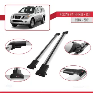 Nissan Pathfinder (R51) 2004-2012 Arası ile uyumlu FLY Model Ara Atkı Tavan Barı GRİ thumb 5