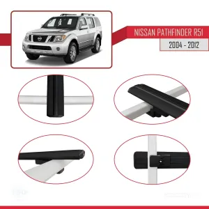Nissan Pathfinder (R51) 2004-2012 Arası ile uyumlu Basic Model Ara Atkı Tavan Barı SİYAH 3 ADET thumb 4