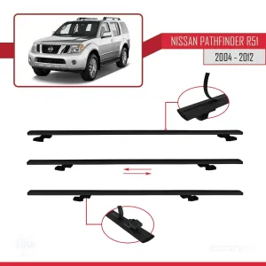 Nissan Pathfinder (R51) 2004-2012 Arası ile uyumlu Basic Model Ara Atkı Tavan Barı SİYAH 3 ADET thumb 5