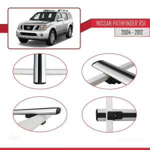 Nissan Pathfinder (R51) 2004-2012 Arası ile uyumlu Basic Model Ara Atkı Tavan Barı GRİ 3 ADET thumb 4