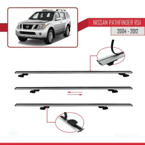 Nissan Pathfinder (R51) 2004-2012 Arası ile uyumlu Basic Model Ara Atkı Tavan Barı GRİ 3 ADET thumb 5