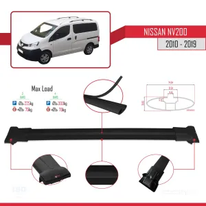Nissan NV200 2010-2019 Arası ile uyumlu FLY Model Ara Atkı Tavan Barı SİYAH 3 ADET BAR thumb 4