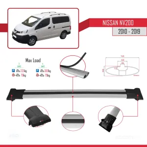 Nissan NV200 2010-2019 Arası ile uyumlu FLY Model Ara Atkı Tavan Barı GRİ 4 ADET BAR thumb 4
