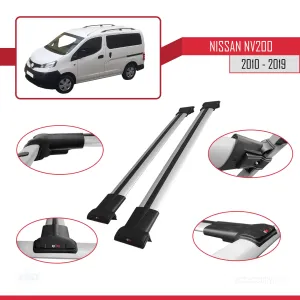 Nissan NV200 2010-2019 Arası ile uyumlu FLY Model Ara Atkı Tavan Barı GRİ thumb 5