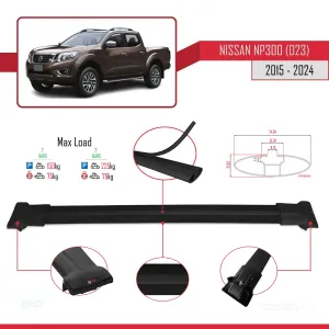 Nissan NP300 (D23) 2015 ve Sonrası ile Uyumlu FLY Model Ara Atkı Tavan Barı SİYAH thumb 4