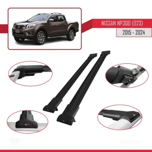 Nissan NP300 (D23) 2015 ve Sonrası ile Uyumlu FLY Model Ara Atkı Tavan Barı SİYAH thumb 5