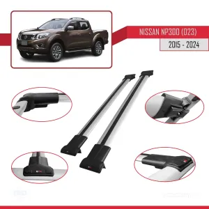 Nissan NP300 (D23) 2015 ve Sonrası ile Uyumlu FLY Model Ara Atkı Tavan Barı GRİ thumb 5