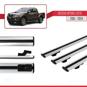 Nissan NP300 (D23) 2015 ve Sonrası ile uyumlu Basic Model Ara Atkı Tavan Barı GRİ 3 ADET thumb 5