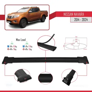 Nissan Navara 2014 ve Sonrası ile Uyumlu FLY Model Ara Atkı Tavan Barı SİYAH thumb 5