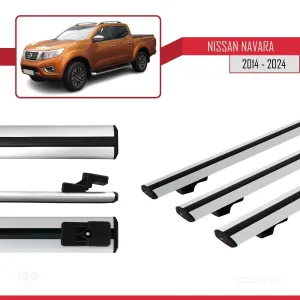 Nissan Navara 2014 ve Sonrası ile uyumlu Basic Model Ara Atkı Tavan Barı GRİ 3 ADET thumb 5