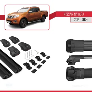 Nissan Navara 2014 ve Sonrası ile uyumlu ACE-1 Ara Atkı Tavan Barı SİYAH thumb 5