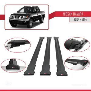Nissan Navara 2004-2014 Arası ile Uyumlu FLY Model Ara Atkı Tavan Barı SİYAH 3 ADET BAR thumb 5