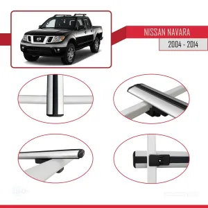 Nissan Navara 2004-2014 Arası ile uyumlu Basic Model Ara Atkı Tavan Barı GRİ 3 ADET thumb 4