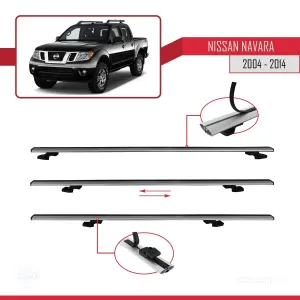 Nissan Navara 2004-2014 Arası ile uyumlu Basic Model Ara Atkı Tavan Barı GRİ 3 ADET thumb 5