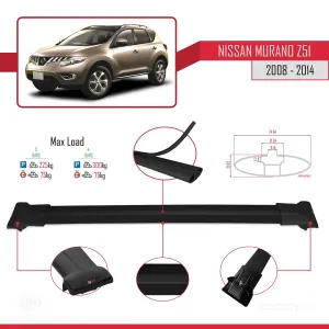 Nissan Murano (Z51) 2008-2014 Arası ile Uyumlu FLY Model Ara Atkı Tavan Barı SİYAH 3 ADET BAR thumb 4