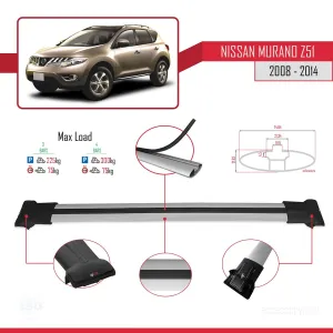 Nissan Murano (Z51) 2008-2014 Arası ile Uyumlu FLY Model Ara Atkı Tavan Barı GRİ 3 ADET BAR thumb 4