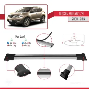 Nissan Murano (Z51) 2008-2014 Arası ile uyumlu FLY Model Ara Atkı Tavan Barı GRİ thumb 4