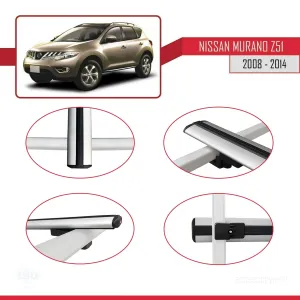 Nissan Murano (Z51) 2008-2014 Arası ile uyumlu Basic Model Ara Atkı Tavan Barı GRİ 3 ADET thumb 4