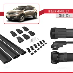 Nissan Murano (Z51) 2008-2014 Arası ile uyumlu ACE-1 Ara Atkı Tavan Barı SİYAH 3 ADET BAR thumb 5