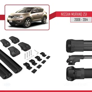 Nissan Murano (Z51) 2008-2014 Arası ile uyumlu ACE-1 Ara Atkı Tavan Barı SİYAH thumb 5