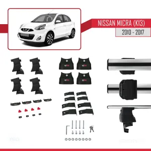 Nissan Micra / March (K13) 2010-2017 Arası ile uyumlu ACE-4 Ara Atkı Tavan Barı GRİ thumb 4