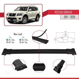 Nissan Armada Y62 2017-2020 Arası ile uyumlu FLY Model Ara Atkı Tavan Barı SİYAH thumb 4