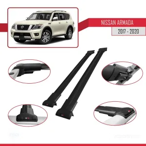 Nissan Armada Y62 2017-2020 Arası ile uyumlu FLY Model Ara Atkı Tavan Barı SİYAH thumb 5