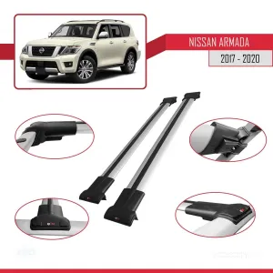 Nissan Armada Y62 2017-2020 Arası ile uyumlu FLY Model Ara Atkı Tavan Barı GRİ thumb 5