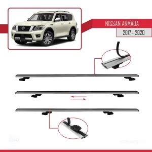 Nissan Armada Y62 2017-2020 Arası ile uyumlu Basic Model Ara Atkı Tavan Barı GRİ 3 ADET thumb 5