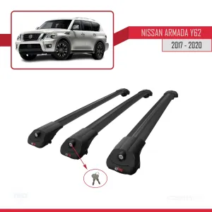 Nissan Armada Y62 2017-2020 Arası ile uyumlu ACE-1 Ara Atkı Tavan Barı SİYAH 3 ADET BAR thumb 4