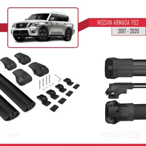 Nissan Armada Y62 2017-2020 Arası ile uyumlu ACE-1 Ara Atkı Tavan Barı SİYAH thumb 5