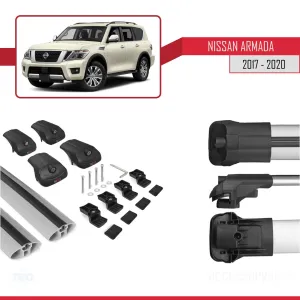 Nissan Armada Y62 2017-2020 Arası ile uyumlu ACE-1 Ara Atkı Tavan Barı GRİ thumb 5