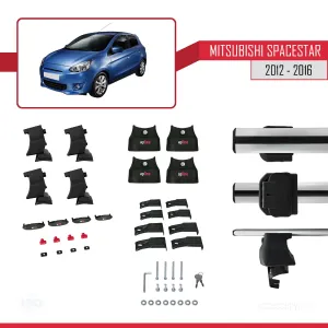 Mitsubishi Spacestar / Mirage (A00) 2012-2016 Arası ile uyumlu ACE-4 Ara Atkı Tavan Barı GRİ thumb 4