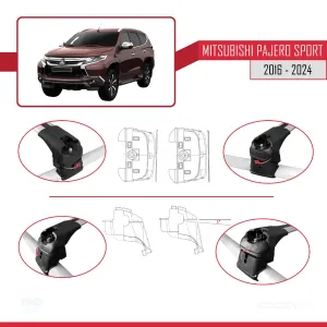 Mitsubishi Pajero Sport (MK3) 2016 ve Sonrası ile uyumlu ACE-2 Ara Atkı Tavan Barı GRİ thumb 5