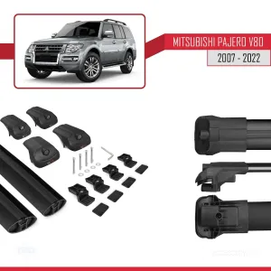 Mitsubishi Pajero (V80) 2007-2022 Arası ile uyumlu ACE-1 Ara Atkı Tavan Barı SİYAH thumb 5