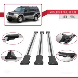 Mitsubishi Pajero (V60) 5 Kapı 1999-2006 Arası ile Uyumlu FLY Model Ara Atkı Tavan Barı GRİ 3 ADET BAR thumb 5