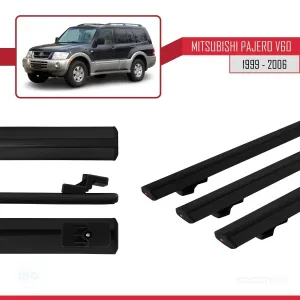 Mitsubishi Pajero (V60) 5 Kapı 1999-2006 Arası ile uyumlu Basic Model Ara Atkı Tavan Barı SİYAH 3 ADET thumb 3