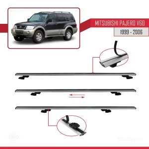 Mitsubishi Pajero (V60) 5 Kapı 1999-2006 Arası ile uyumlu Basic Model Ara Atkı Tavan Barı GRİ 3 ADET thumb 5