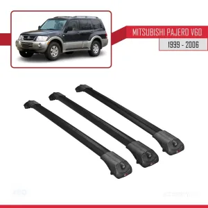 Mitsubishi Pajero (V60) 5 Kapı 1999-2006 Arası ile uyumlu ACE-1 Ara Atkı Tavan Barı SİYAH 3 ADET BAR thumb 3