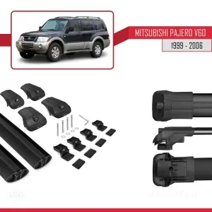 Mitsubishi Pajero (V60) 5 Kapı 1999-2006 Arası ile uyumlu ACE-1 Ara Atkı Tavan Barı SİYAH thumb 5