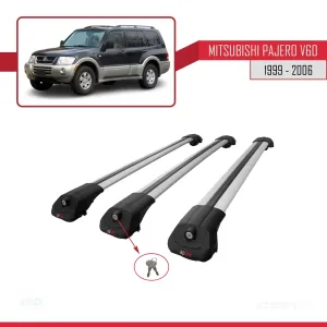 Mitsubishi Pajero (V60) 5 Kapı 1999-2006 Arası ile uyumlu ACE-1 Ara Atkı Tavan Barı GRİ 3 ADET BAR thumb 4