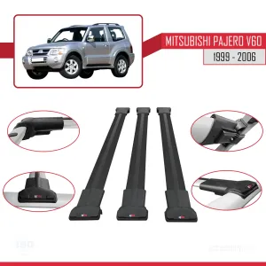 Mitsubishi Pajero (V60) 3 Kapı 1999-2006 Arası ile uyumlu FLY Model Ara Atkı Tavan Barı SİYAH 3 ADET thumb 5
